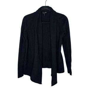 Aqua Cashmere Womens Small Black 100% Cashmere Open Front Drape Cardigan Sweater